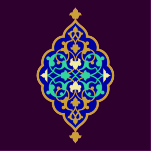 وکتور طرح و نقش اسلیمی طلایی و آبی